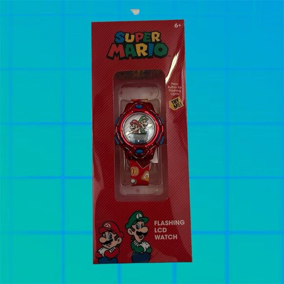New Sealed 2022 Nintendo Super Mario & Luigi Flashing Lcd Digital Red Watch - Picture 1 of 3